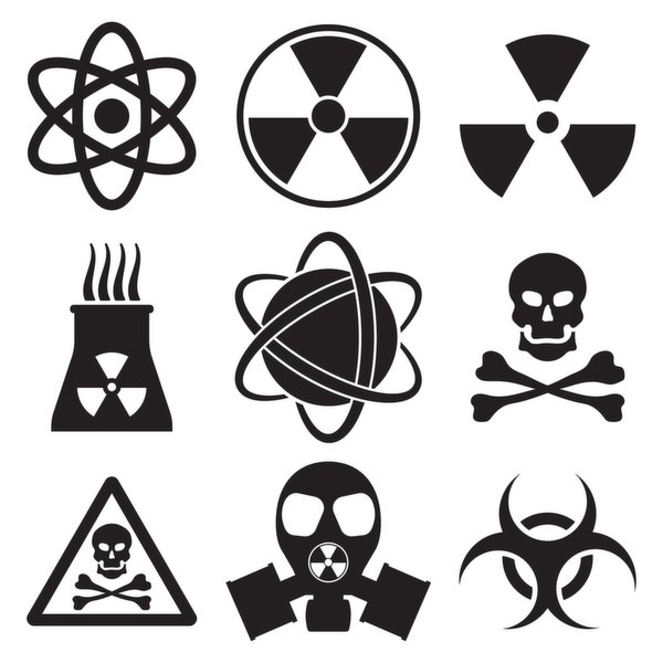 Vector black atom icons set